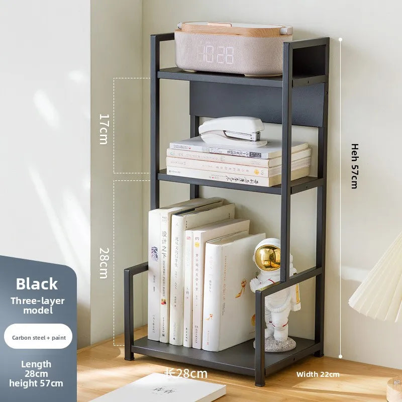 Bookshelf Simple desk shelf Children's combination book Desktop storage Student dormitory small bookcase Simple and modern Oasis Select Black 3-28