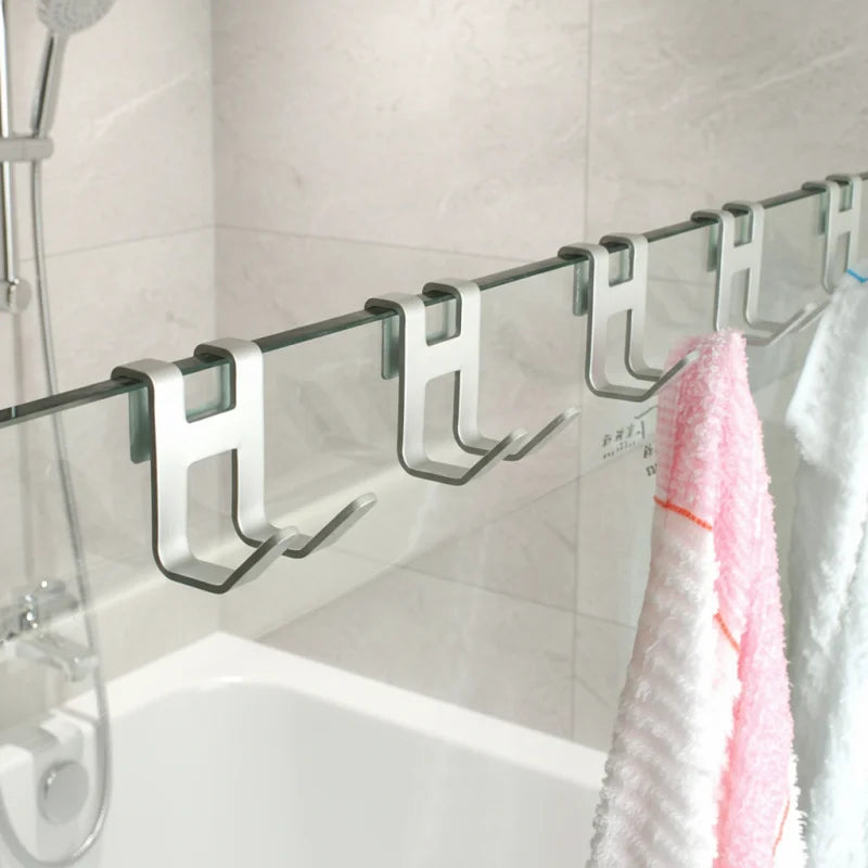 1pcs Space aluminum door hook H shape Hanging Bathroom kitchen Storage rack shower towel bag tableware Organize Hardware Oasis Select