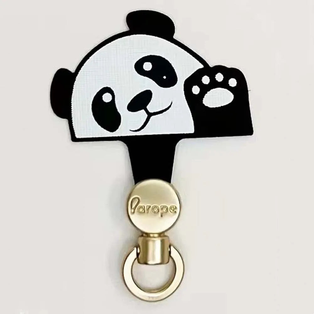 Cartoon Panda Phone Tether Tab Safety Connecter 360 Rotatable Mobile Phone Gasket Detachable Metal Ring Cellphone Lanyard Patch Oasis Select Hello panda