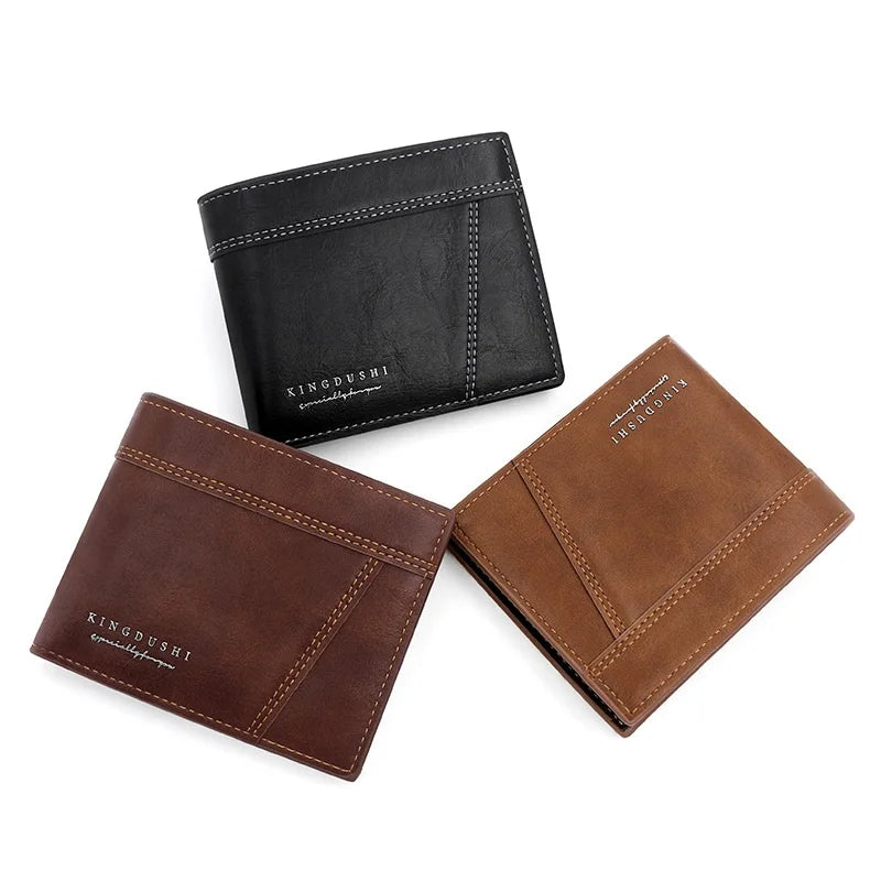 New Men's Business Wallet Classic Spliced Zipper Multi Card Short Wallet Large Capacity Card Bag Zero Wallet Oasis Select