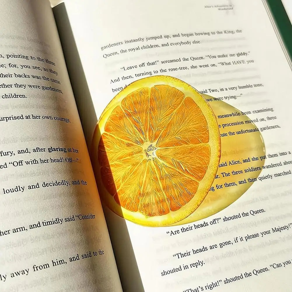 3D Effect Acrylic Fruit Bookmark Cute Translucent Watermelon Orange Page Clips Creative Reading Stationery Gift For Kids Friends Oasis Select