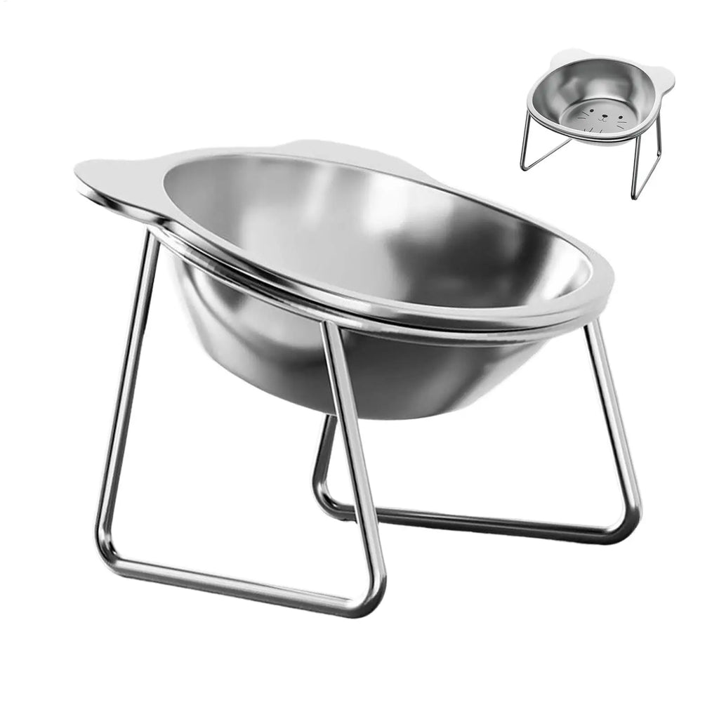 Cat Bowls Elevated Stainless Steel 15 incline Non-Slip Dishes Detachable Kitten Bowl A Tall Cat Bowl For Holding Food And Water Oasis Select
