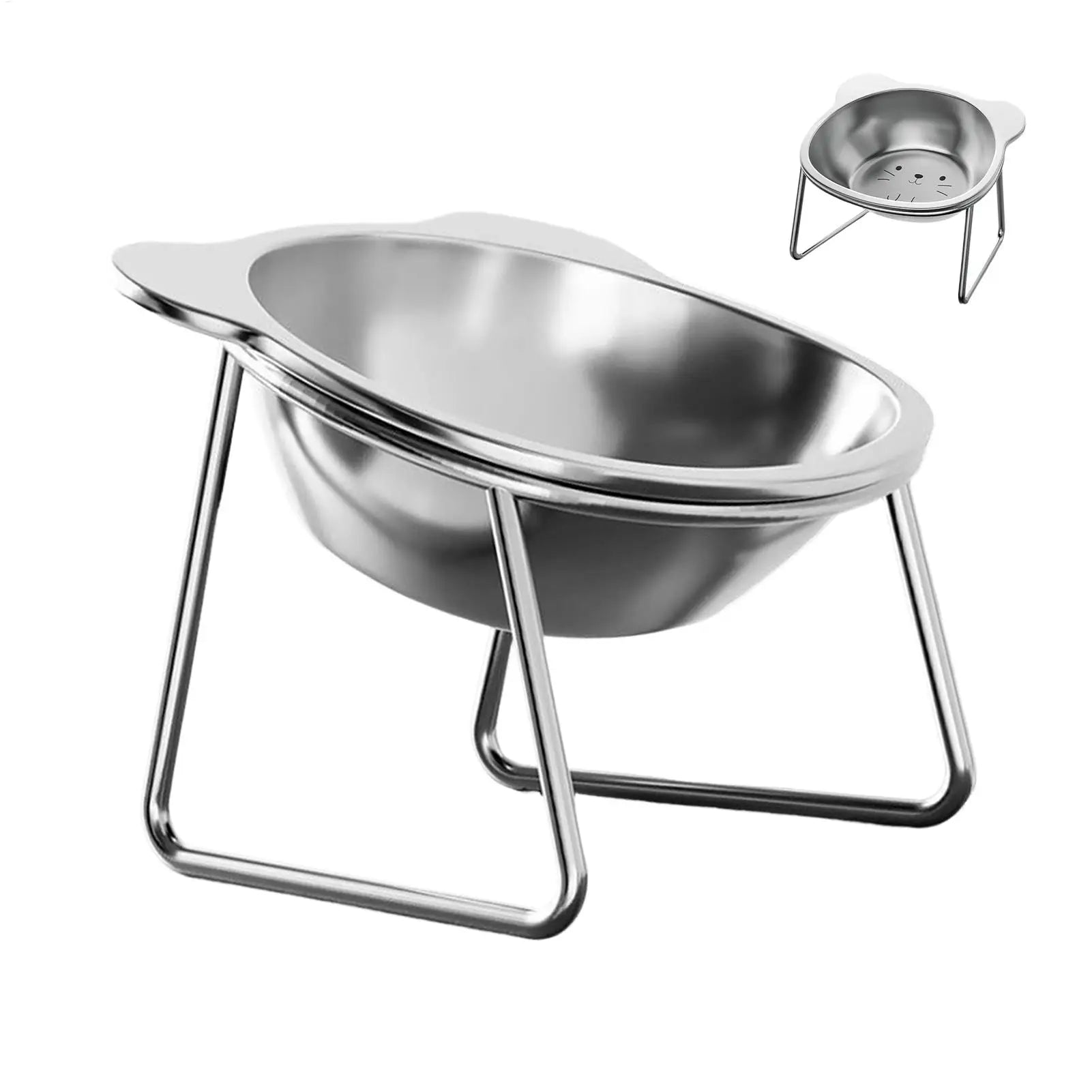 Cat Bowls Elevated Stainless Steel 15 incline Non-Slip Dishes Detachable Kitten Bowl A Tall Cat Bowl For Holding Food And Water Oasis Select