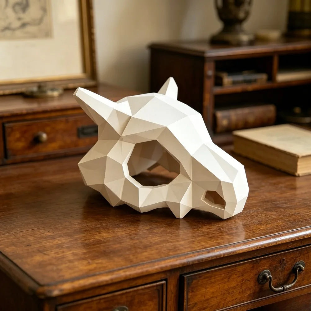 3D Printed Geometric Skull Figurine Stylish Low Poly Head Ornament Minimalist Desktop Bookshelf Statue Home Tabletop Decoration Oasis Select