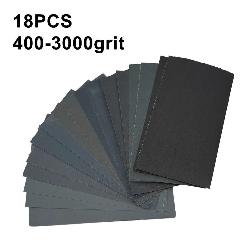 18pcs/Set Sandpaper 400,600,800,1000,1200,1500,2000,2500,3000 Grit Sandpaper Wet / Dry Sanding Paper Abrasive Polishing Tools Oasis Select 18pcs