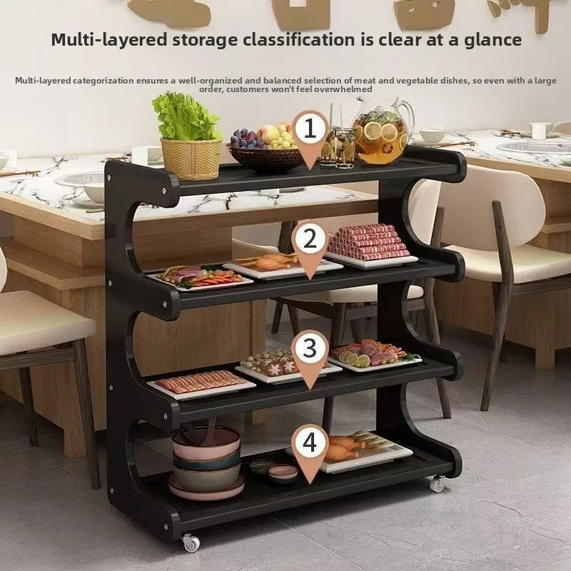 Household shelves Multifunctional kitchen preparation Multi-layer hot pot trolley Finishing shelves Storage racks Movable Oasis Select