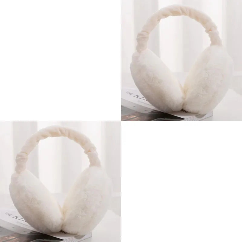 1/2/3/4pcs Solid Color Soft Plush Ear Warmer Winter Warm Earmuffs Fashion Ear Cover Outdoor Protection Ear-Muffs Folding Earflap Oasis Select 2pcs-White