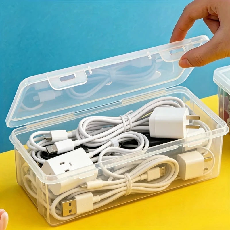 2pcs Set Large Capacity Transparent Storage Box, Portable Tension Organizer for Small Tools - Pencil Oil Pastels Crayons Case Oasis Select