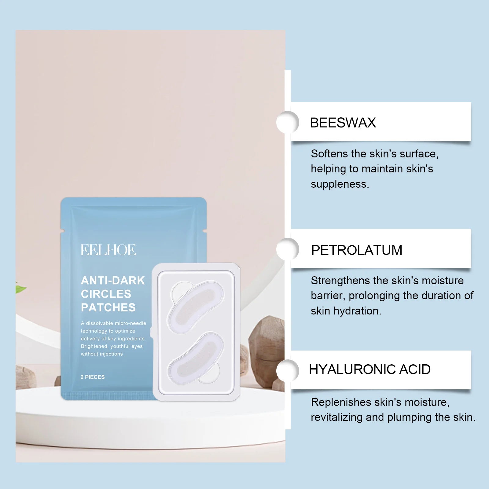Anti Dark Circles Under Eye Patches Hyaluronic Acid Brightening Eye Mask Puffy Eyes Fine Lines Gentle to Hydrate and Care Oasis Select