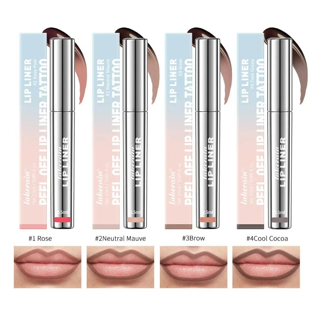 Waterproof Lip Liner Peel Off Tattoo Lipgloss Waterproof Long Lasting Matte Lip Tint Brown Contour Tear-off Lips Stain Cosmetic Oasis Select