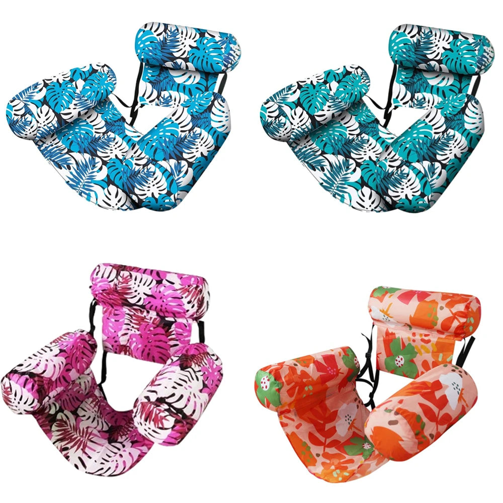 Portable Foldable Inflatable Water Hammock, Comfortable Pool Lounge Chair, Heavy-Duty Floating Recliner Bed for Adults Swimming Oasis Select
