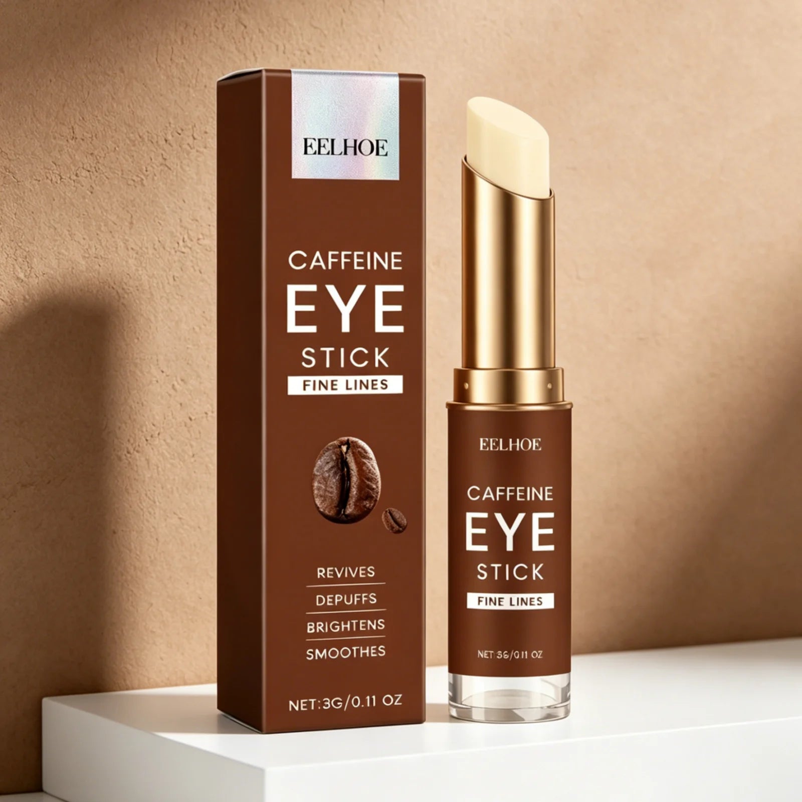 EELHOE Caffeine Eye Stick Wrinkle Reduction Puffiness Easing Smoothing Skin Firming Revitalizing Quick Absorbing Solid Eye Cream Oasis Select