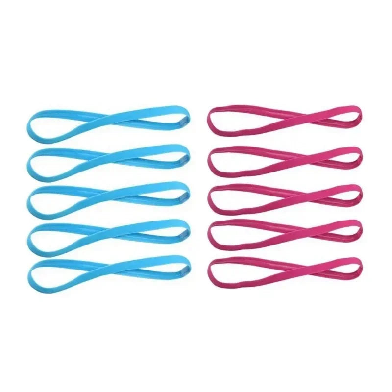 5Pcs Candy Color Women Men Yoga Hair Bands Sports Headband Girls Sport Anti-slip Elastic Rubber Sweatband Football Running Oasis Select 5Blue-5Rose red