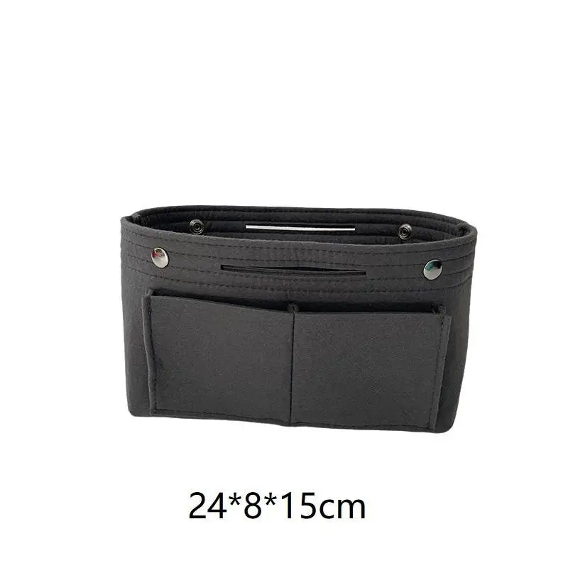 Felt Insert Bag Organizer | Multi-Pocket Travel Cosmetic Tote Bag Insert Organizer Oasis Select Dark gray M