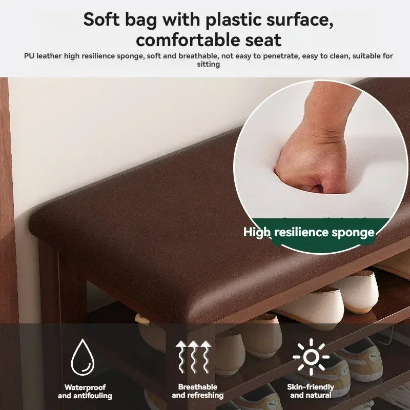 Shoe changing stool at the entrance, shoe wearing stool at the entrance, integrated seating stool, soft bag shoe rack, and seate Oasis Select