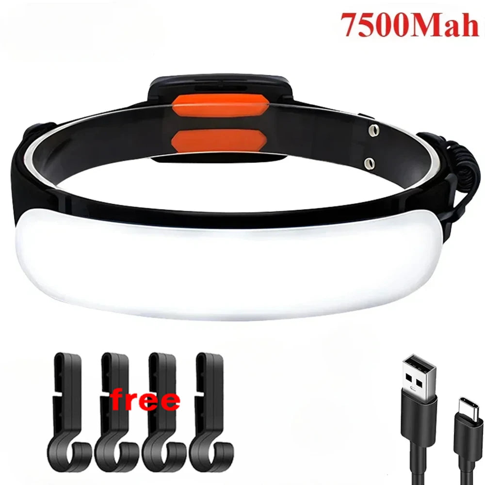 KDULIT COB LED Headlamp 7500mAh Rechargeable Wide Beam Torch