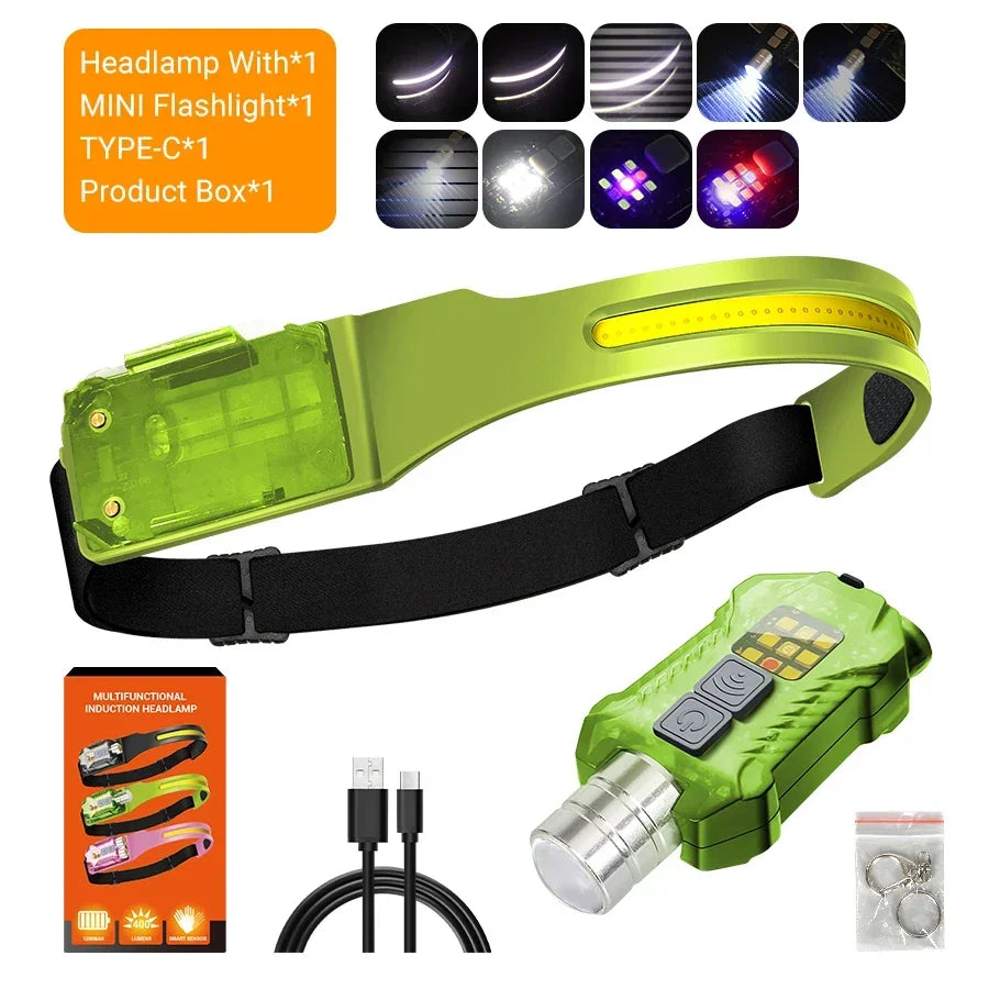 USB Rechargeable COB LED Sensor Headlamp | IP65 Waterproof