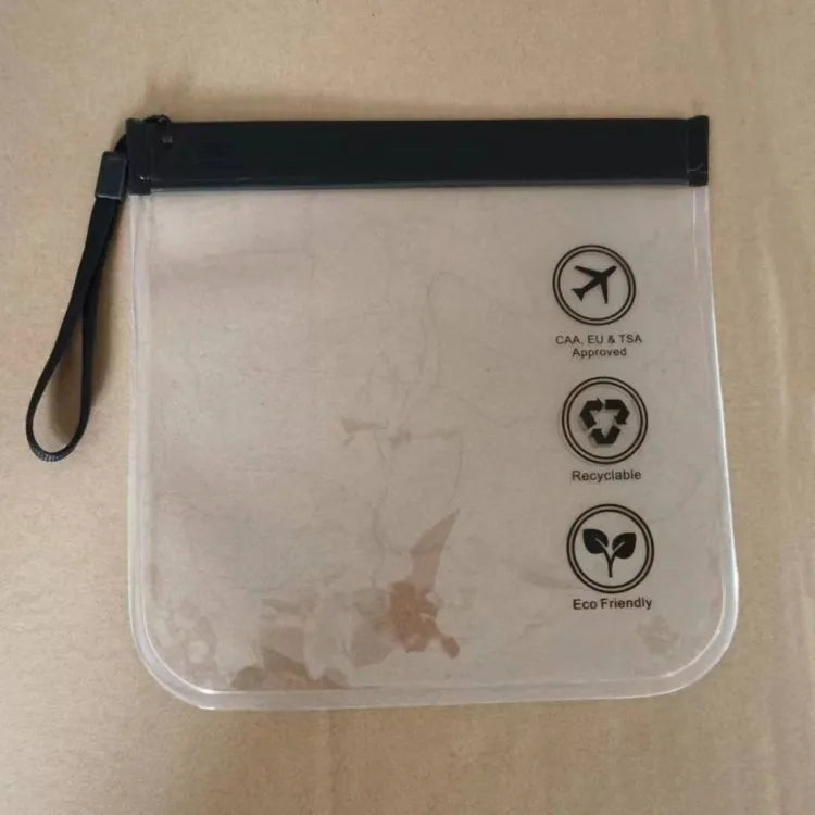Luggage Transparent Travel Use Leakproof Flight Make Up Waterproof Bag For Women Reusable Airport Security Toiletry Bag Oasis Select Black with Strap