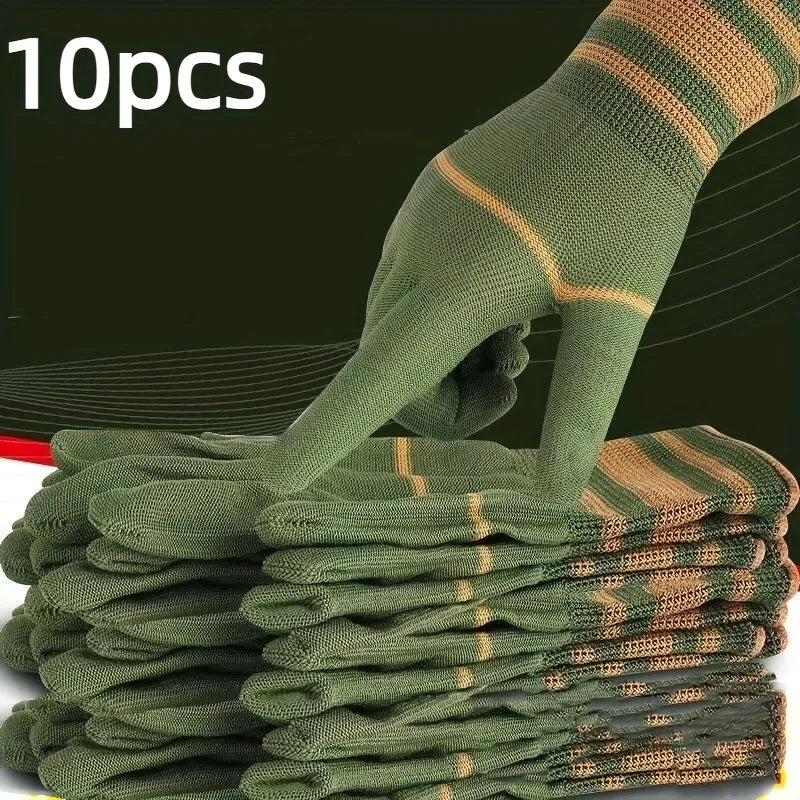 10PCS Nylon Gloves - Lightweight Grip Texture, Suitable for Outdoor Cycling, Fishing, Camping, One Size Suitable for Everyone Oasis Select