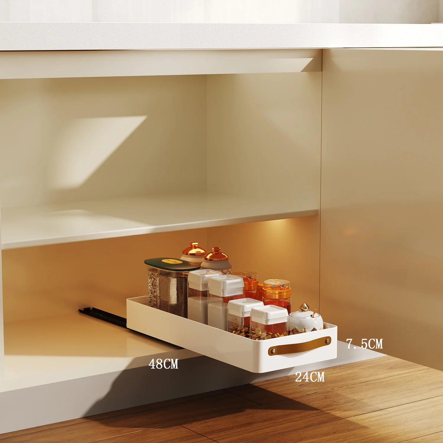 Multi-functional Stainless steel pull-out dish rack, drawer basket in kitchen cabinet Oasis Select White24-48