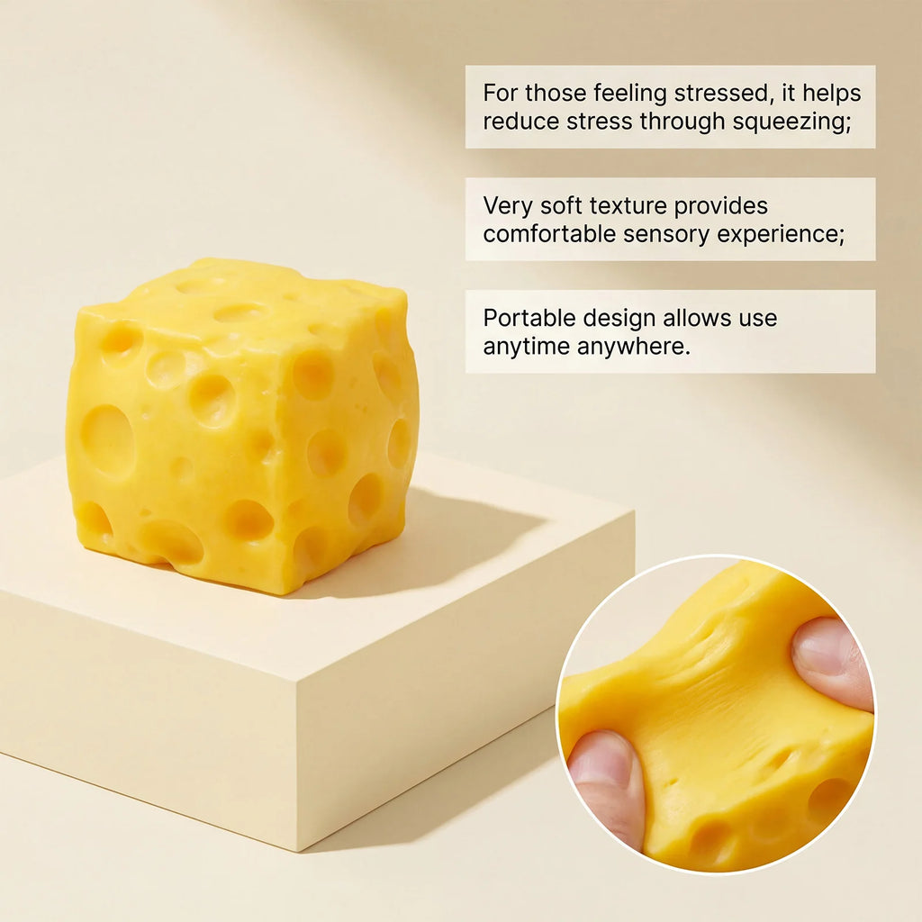 Squishy Cheese Squeeze Toy Relieve Anxiety Stress Ball Simulated Food Adult Kid Friendly Soften Shapeable Fingertip Sensory Toys Oasis Select
