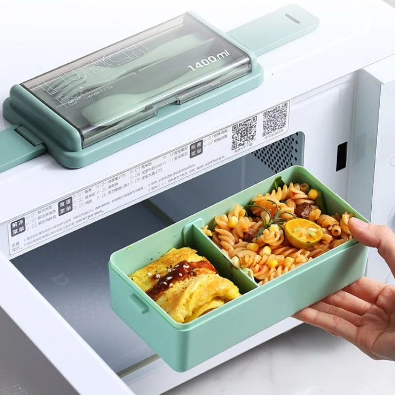 Single/double Layer Lunch Box Portable Leakproof Student Microwave Dinnerware Set with Fork Spoon Food Snack Storage Container Oasis Select