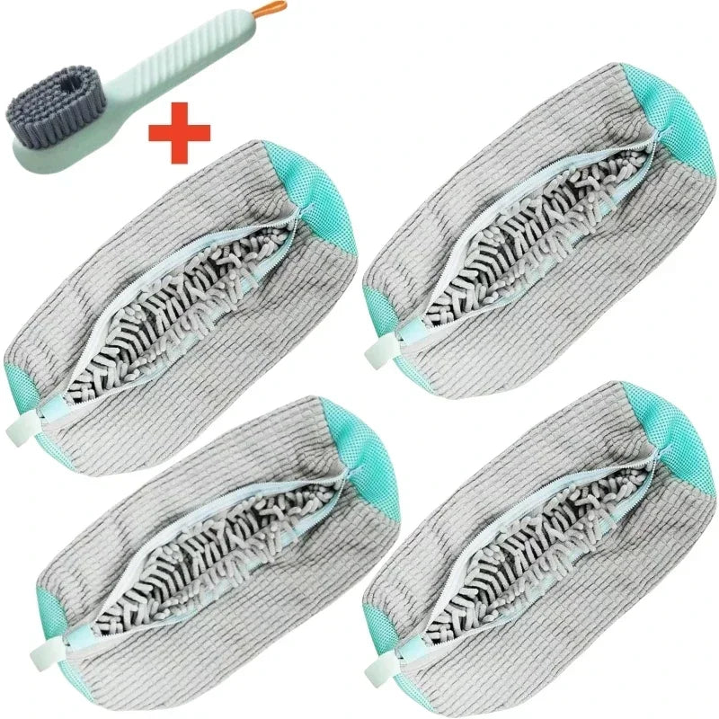 1/2/4PCS Shoe Washing Machine Bag with Liquid Shoe Brush Set Durable Laundry Shoe Bag and Soft Bristle Clean Brush for All Shoes Oasis Select 5PCS Set Gray