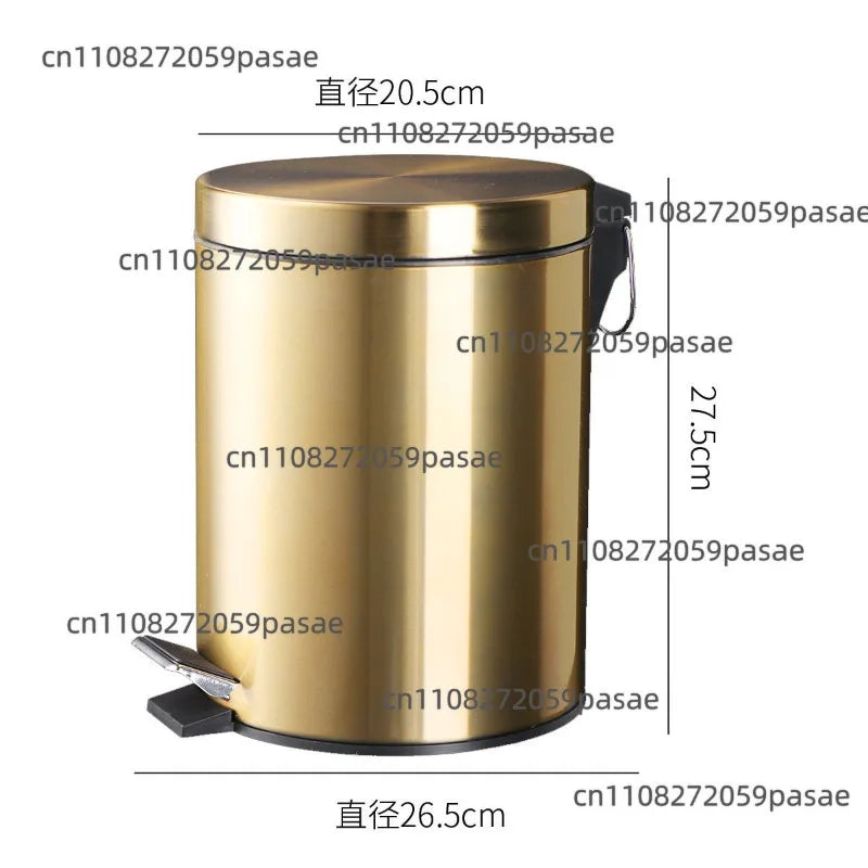 5L Stainless Steel Trash Can Gold Foot Pedal – Silent Lid