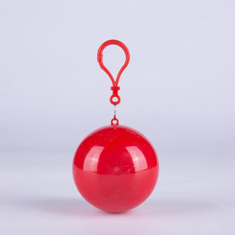 Portable disposable raincoat for adults with compressible spherical keychain and pockets can be hung suitable for outdoor travel Oasis Select red 5pcs