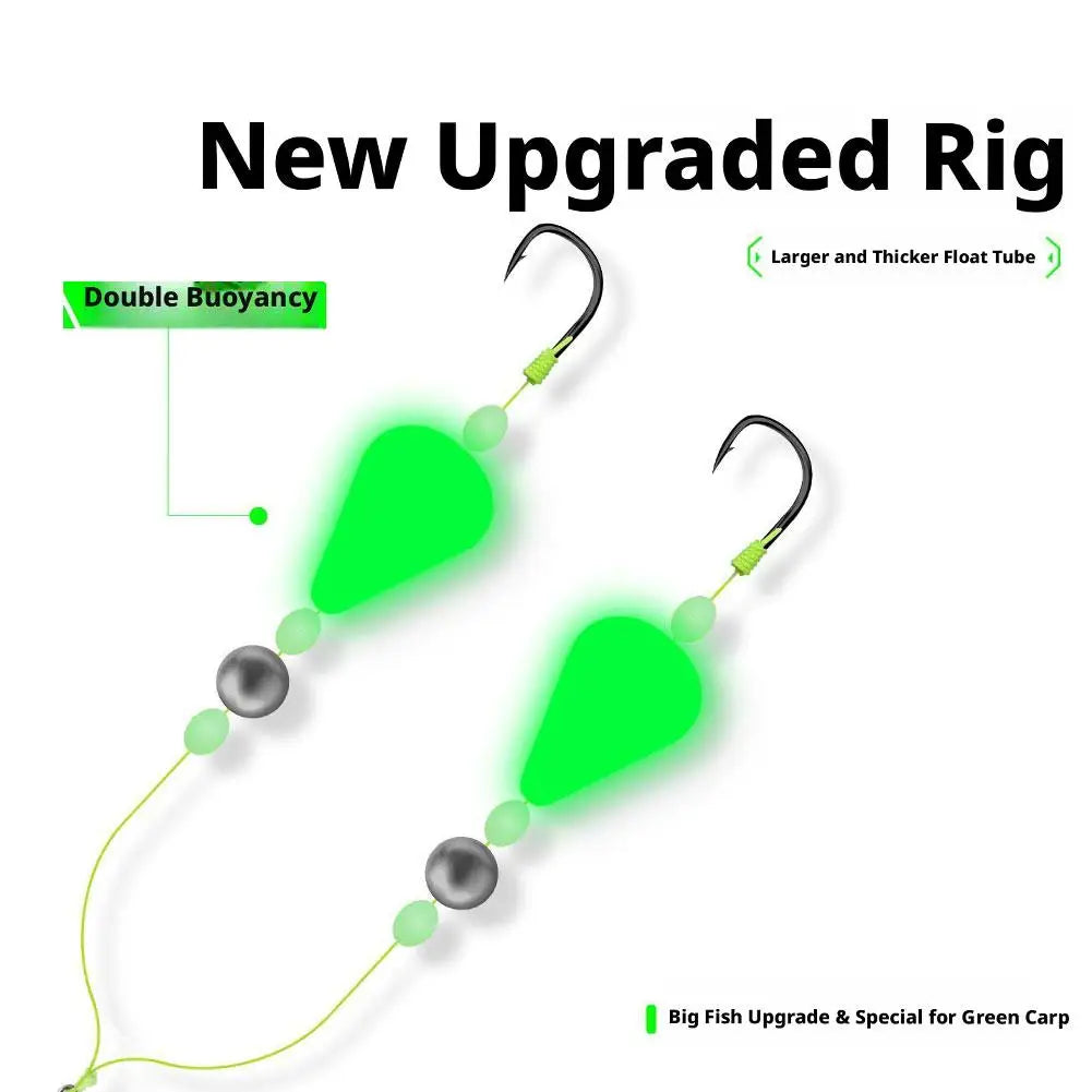 Double Hook Carp Hair Rigs – Glow Night Float, Ready Made