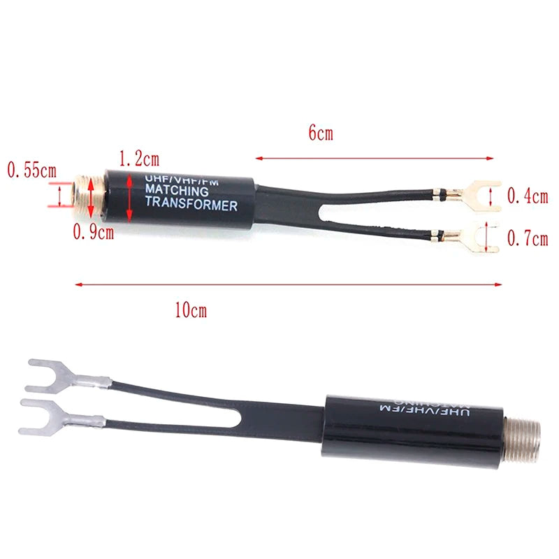 2Pcs UHF/VHF/FM/TV F cable 75-300 Ohm balun antenna matching transformer adapter Oasis Select