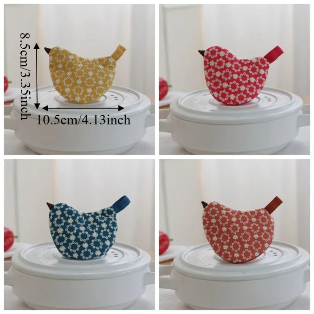 Embroidered Bird Pot Lid Handle Cover – Heat-Resistant Non-Slip