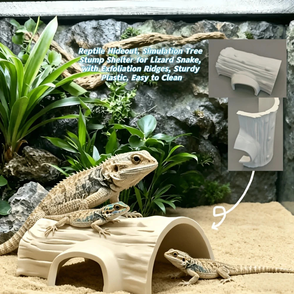 Reptile Hideout Cave 3D Printing Simulation Trees Stump Shelter Lizard Snake Tortoise Gecko Reptile and Amphibian Supplies Gifts Oasis Select