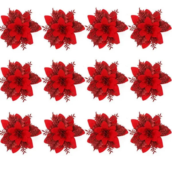 Artificial Allium Flowers (Flocked Fabric, Powdered) - Christmas Decoration Accessories for Tree Trimming & Wreath Decoration Oasis Select Red Red 10PCS