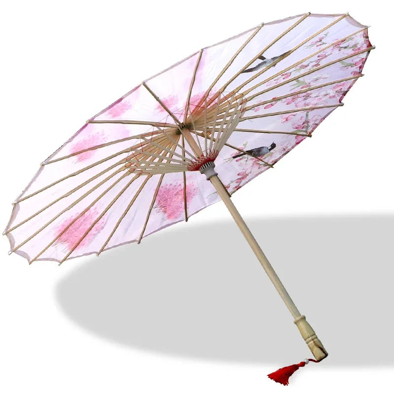 Oil-paper Fringe Rainproof Cloth Umbrella Ancient Props Hanfu Dance Umbrella Performance Classical Decorative Craft Umbrella Oasis Select