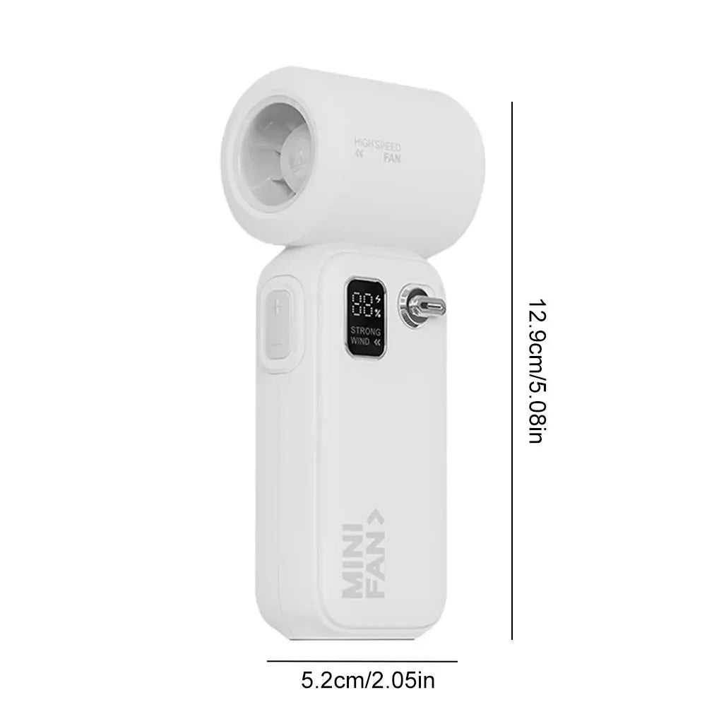 High Speed Fan Cooling Fan Rechargeable Strong Wind Mini Fan Portable Outdoor Handheld Fans 4 Gears Wind Speed Adjustable Oasis Select White france