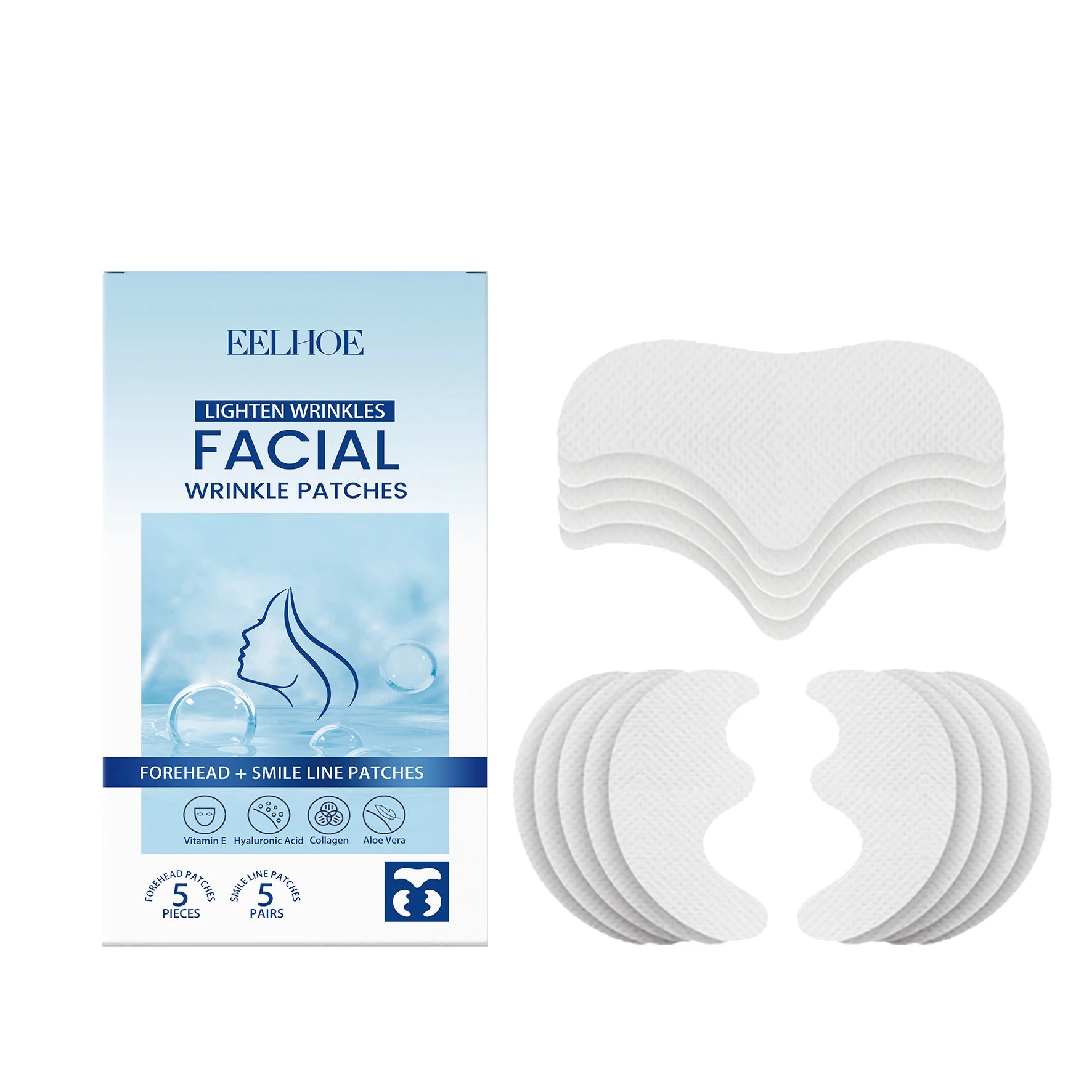 Wrinkle Patch for Forehead Nasolabial Folds Fade Forehead Lines Removal Firming Lifting Moisturizing Mask Anti-Sagging Skin Care Oasis Select 5 pieces and 5 pairs