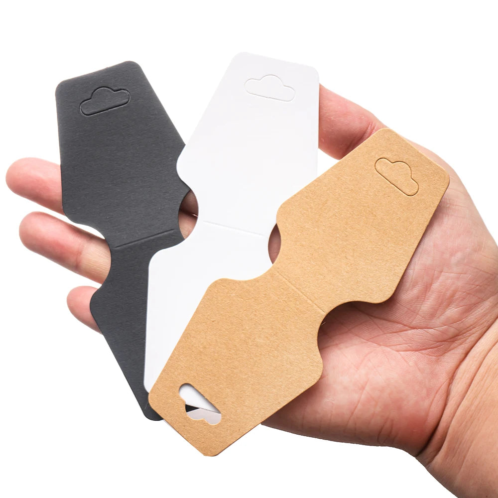50pcs/Lot Self Adhesive Necklaces Display Label Cards Foldable Cardboard Blank Tag for DIY Headband Bracelets Jewelry Packing Oasis Select