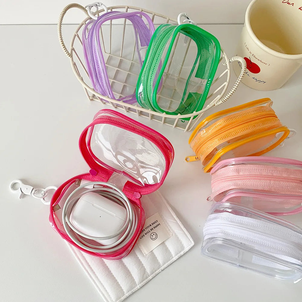 Transparent PVC Plush Dolls Storage Pouch Square Earphone Organizer Purse With Keychain Anime Cartoon Toy Display Protector Case Oasis Select