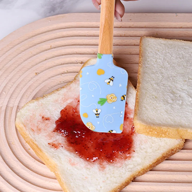 Christmas Non-Stick Silicone Cake Spatula Wooden Handle Chocolate Butter Mixer Pastry Cream Scraper Baking Kitchen Accessories Oasis Select