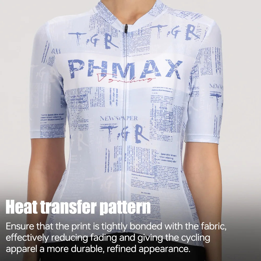 PHMAX Pro Women Short Sleeve Cycling Jersey Quick Dry Breathable Moisture Wicking 3 Pockets Bike jersey for Long Distance Riding Oasis Select
