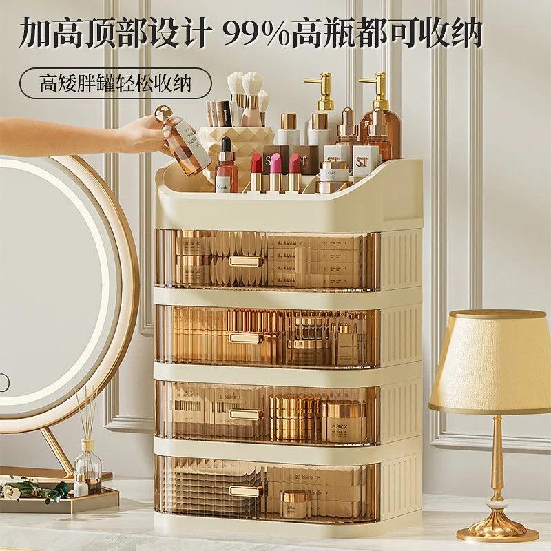 Cosmetic storage box with drawers, plastic dressing table storage cabinet, transparent desktop organiser Oasis Select