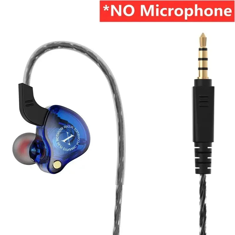 Original X2 Dynamic Wired Earphones HIFI Heavy Bass Earbuds In Ear Gaming Headphones Monitor Sport Noise Cancelling Headset Mic Oasis Select Blue NO Mic
