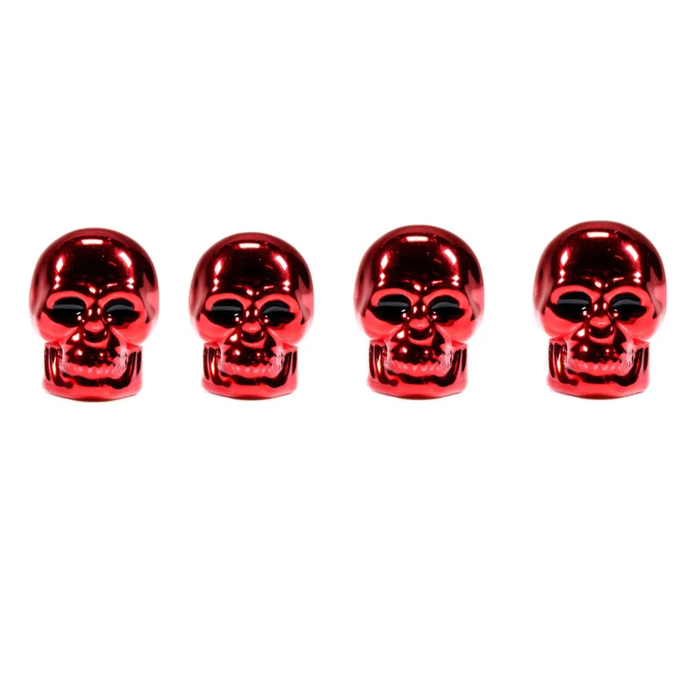 Skull Valve Caps ABS Car Wheel Plugs For Alloy Wheels Tire Valve Cap Auto Valve Cover For Cars Motorcycles Bikes Oasis Select Red