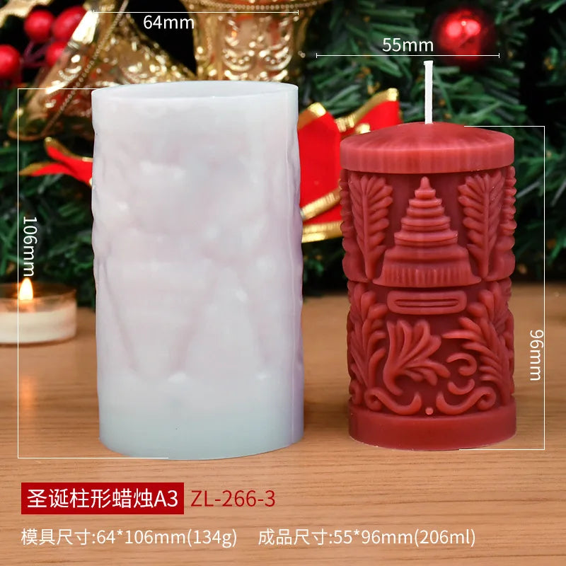 Christmas cylinder aromatherapy candle silicone mold DIY handmade Christmas gift diffuser stone mold Oasis Select A3 ZL-266-3