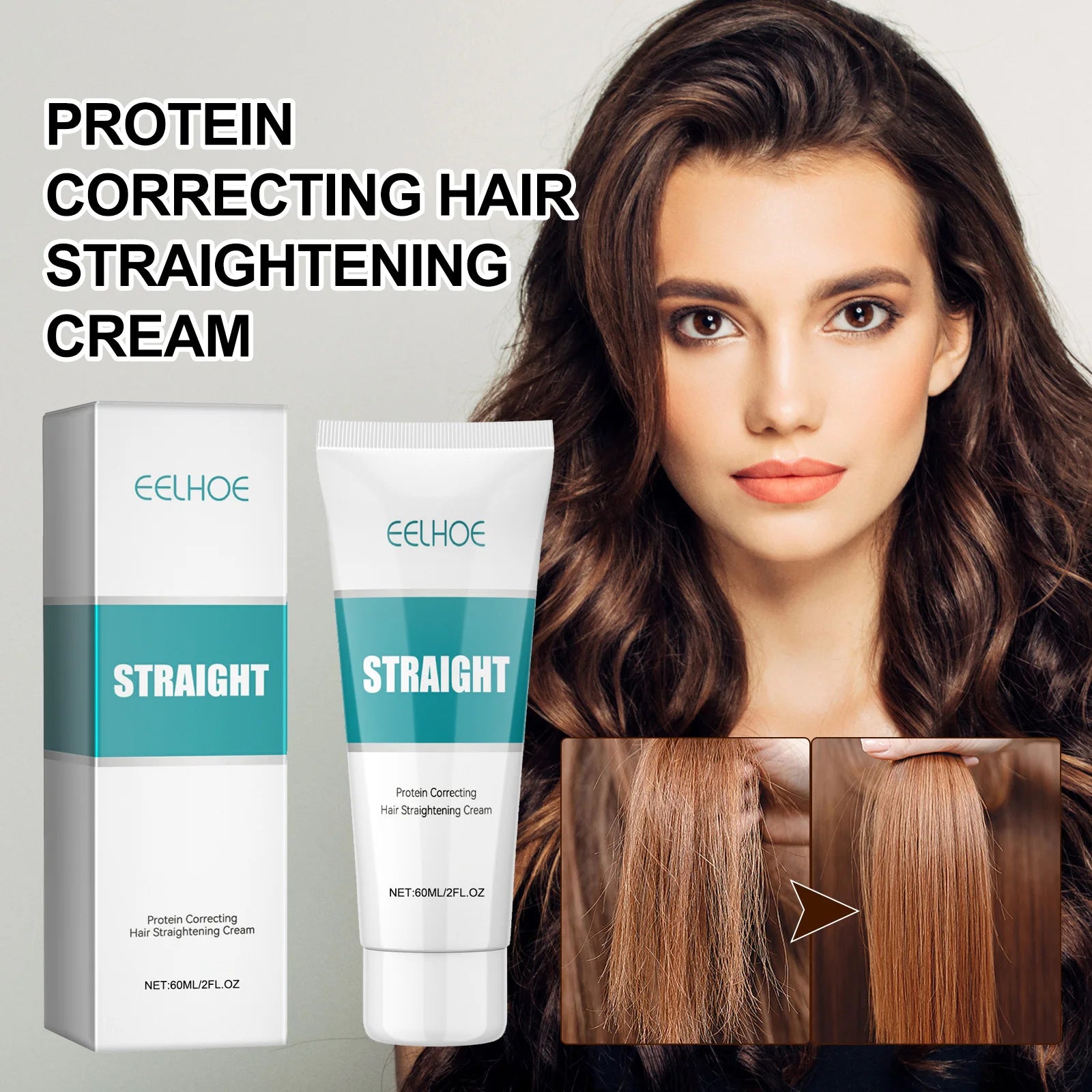 Protein Correcting Hair Straightening Cream Keratin Smoothing Hair Treatment Nourishing Repair Soften Curly Hair Conditioner Set Oasis Select