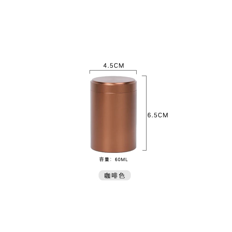 70ML Portable Mini Metal Tea Can Small Travel Sealed Storage Tank Iron Box Pure Aluminum Alloy Tea Box Oasis Select brown