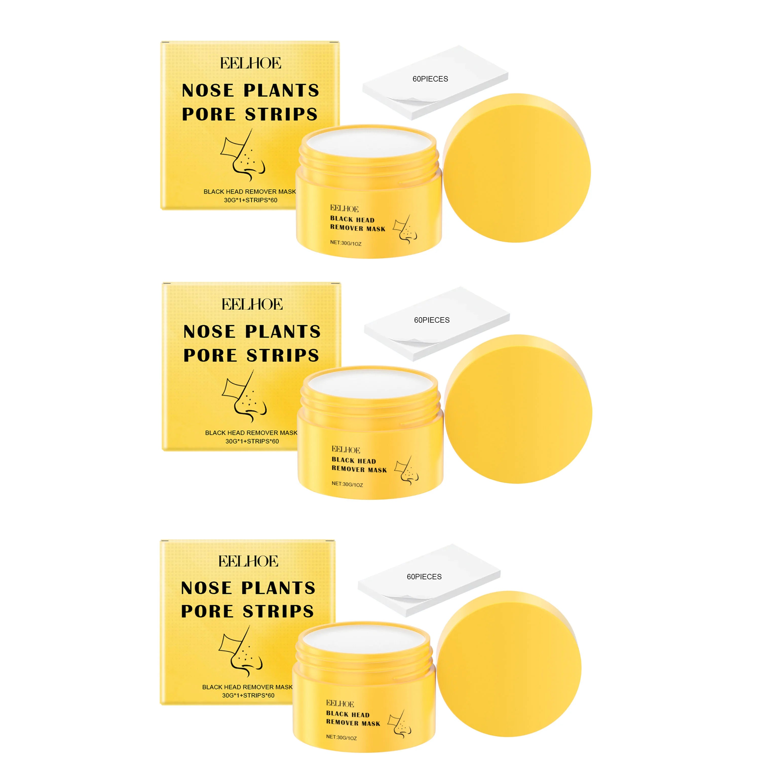 Eelhoe Blackhead Nose Strips – T-Zone Pore Cleansing & Moisturizing Pore Cleansing Strips Oasis Select 3pcs
