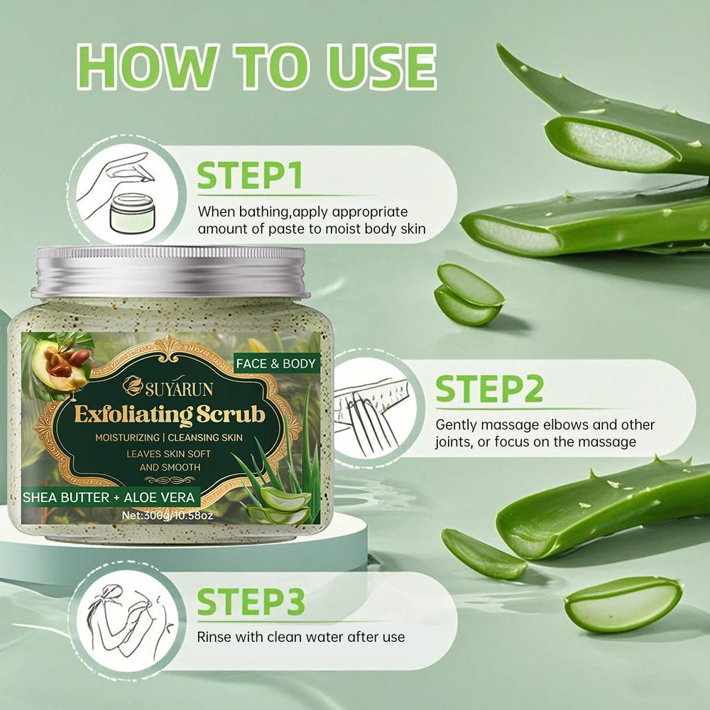 SUYARUN Shea Butter & Aloe Vera Exfoliating Face & Body Scrub Exfoliating Body Scrub Oasis Select