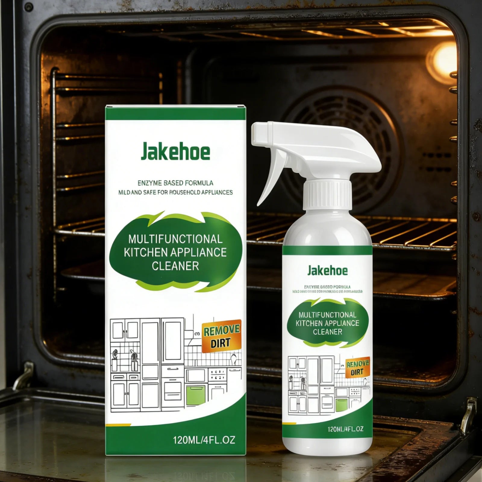 Jakehoe Kitchen Appliance Cleaner Powerful Grease Remover Decontamination Gentle Household Multifunctional Kitchen Cleaner 120ml Oasis Select
